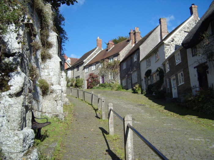 A street going upwards in Gold Hill