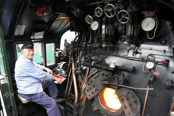 Inside a steam train